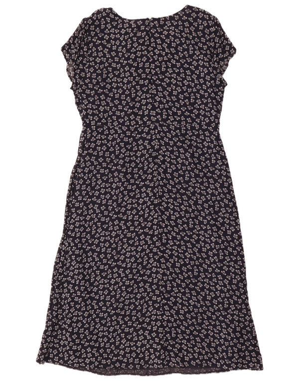 Marks & Spencer Womens St. Michael A-Line Dress UK 18 XL Navy Blue Floral