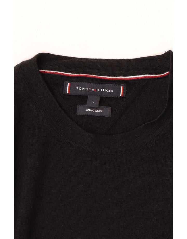 Tommy Hilfiger Herre Crew Neck Jumper Sweater Large Sort Uld
