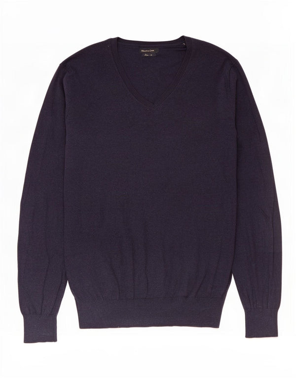 Massimo Dutti Herre V-hals sweater Medium Marineblå
