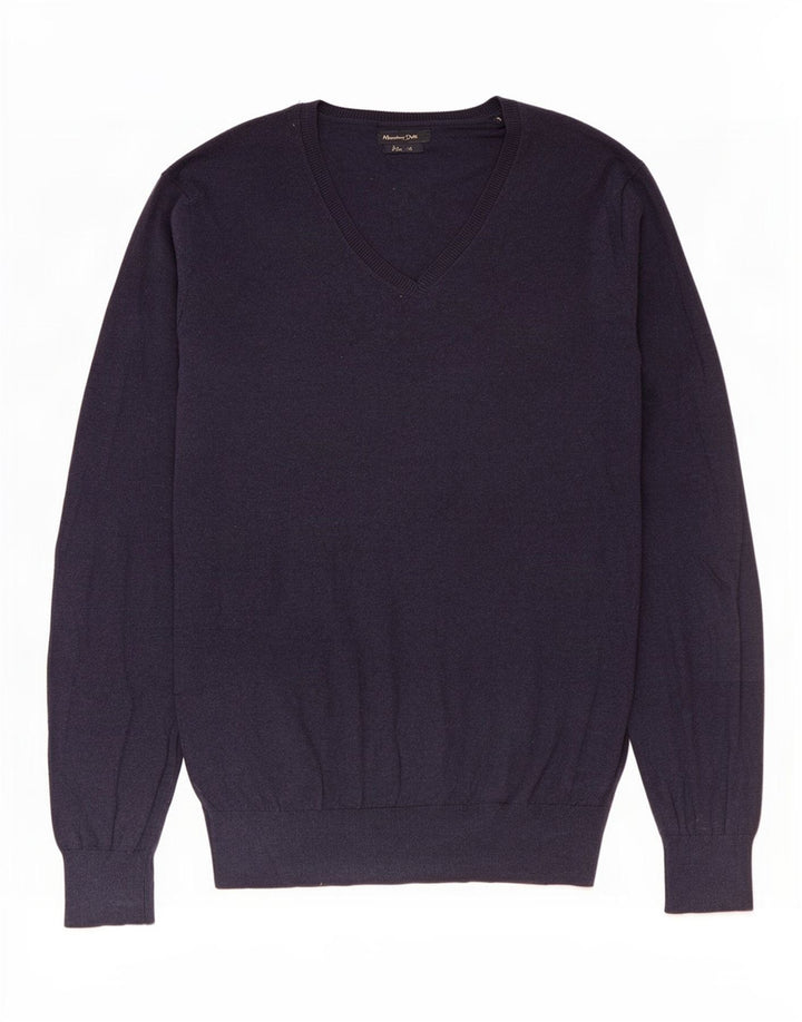 Massimo Dutti Herre V-hals sweater Medium Marineblå