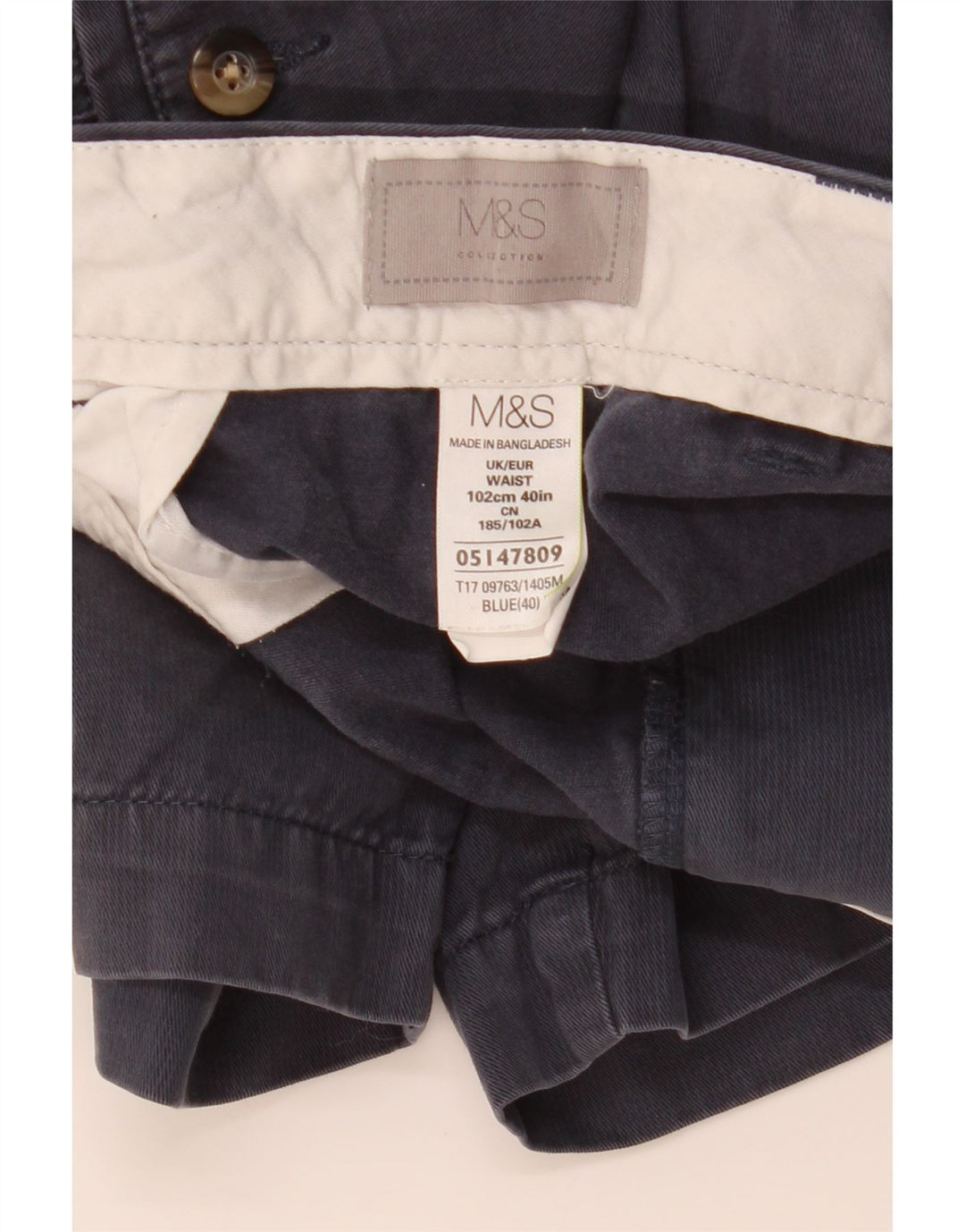 MARKS & SPENCER Chino Shorts til mænd W40 XL Blå Bomuld