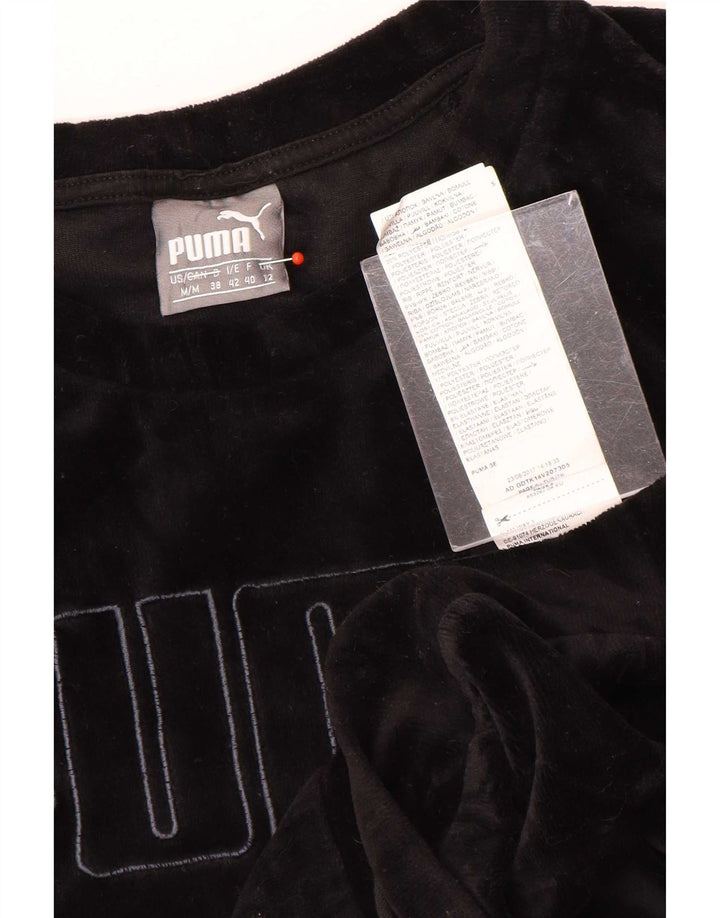 Puma Graphic Velour Sweatshirt Jumper UK 12 Medium Sort Bomuld