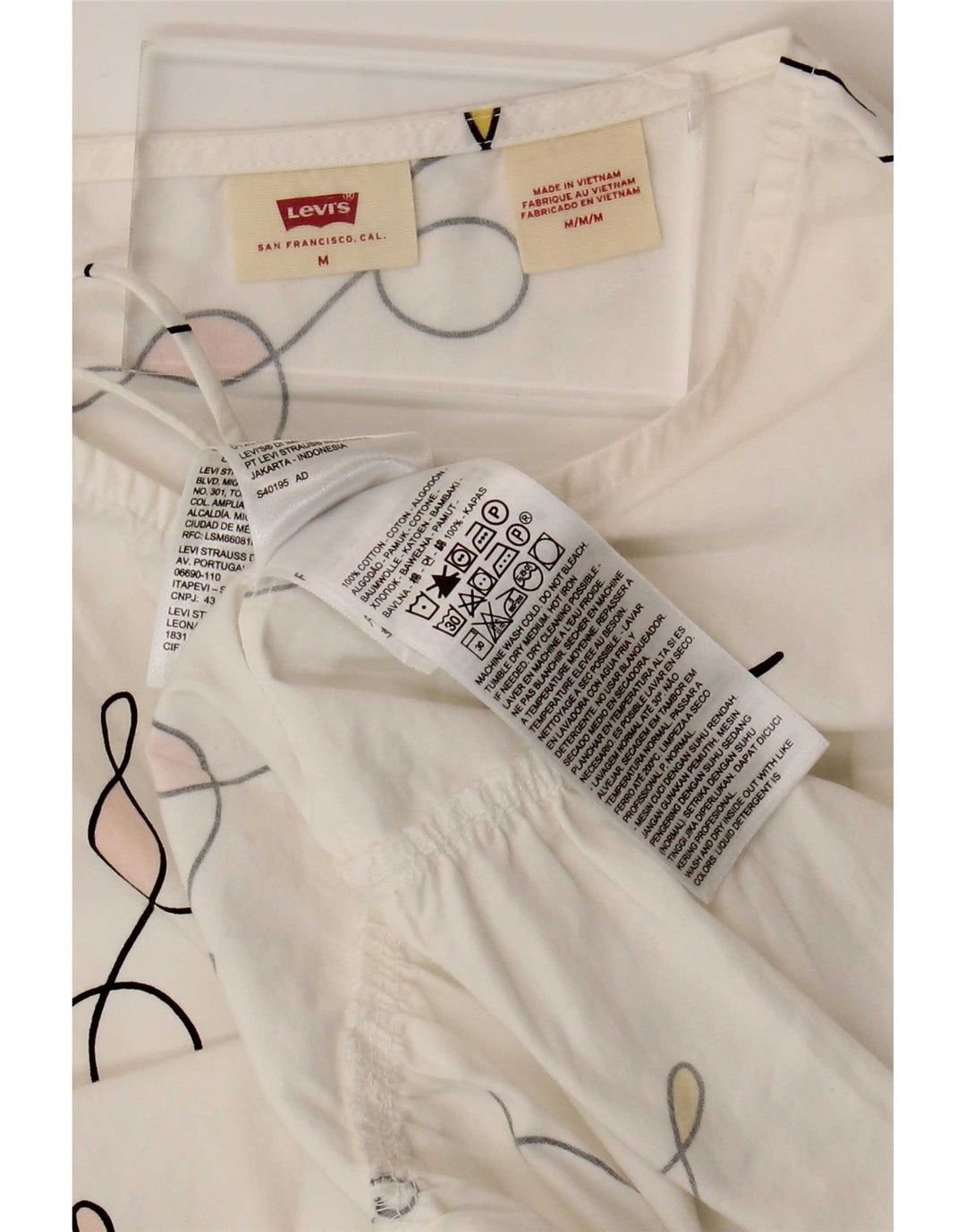 Levi's Kvinder abstrakt mønster Oversized teltkjole UK 14 Medium White