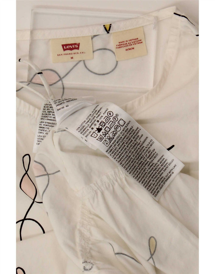 Levi's Kvinder abstrakt mønster Oversized teltkjole UK 14 Medium White
