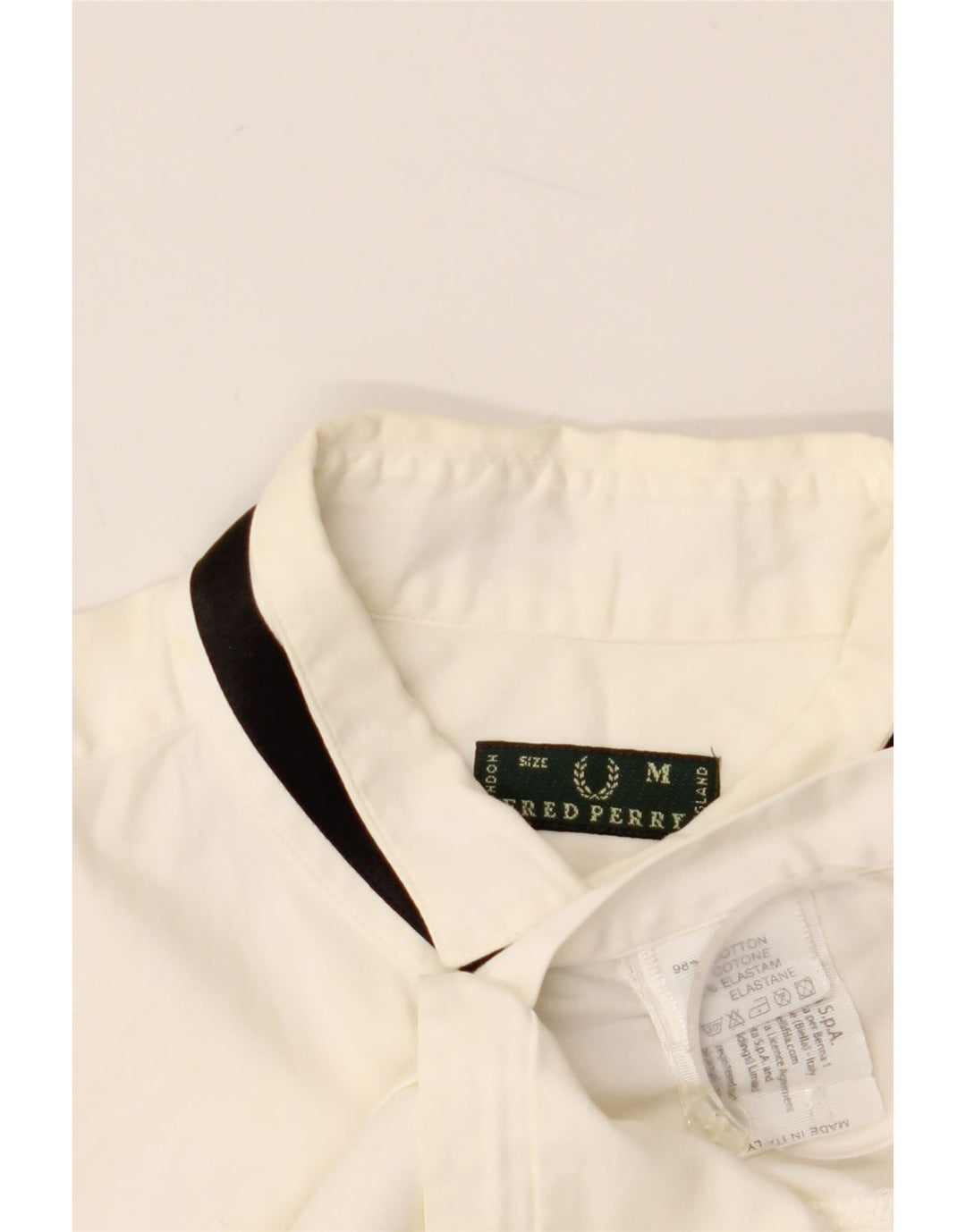 FRED PERRY Dameskjorte UK 12 Medium Off White Bomuld