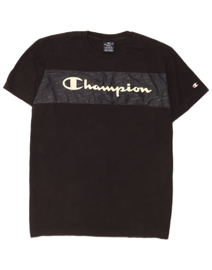 Champion Herre Grafisk T-Shirt Top Lille Sort Colourblock