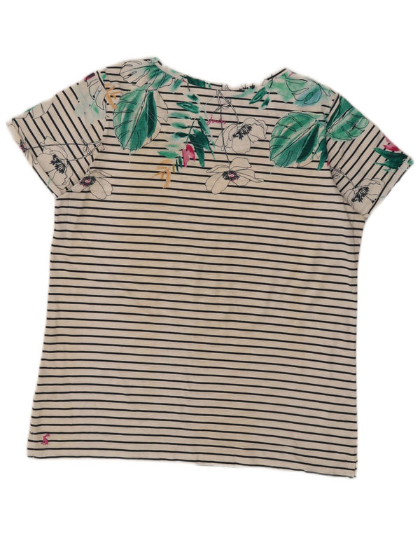 Joules Graphic T-Shirt Top UK 14 Stor hvid stribet