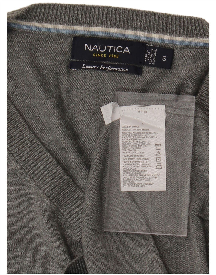 NAUTICA Herre V-hals sweater lille grå bomuld