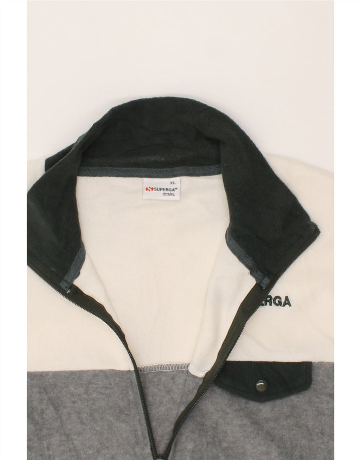 SUPERGA Womens Fleece Jacket UK 18 XL Grey Colourblock Polyester Vintage Superga and Second-Hand Superga from Messina Hembry 