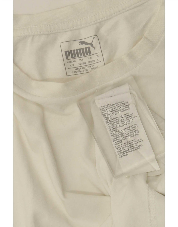 Puma Herre T-Shirt Top Stor Hvid Bomuld