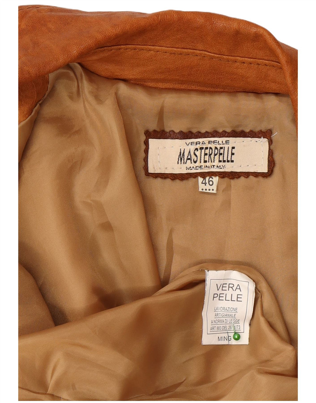 Masterpelle Dame Læderjakke IT 46 Stor Beige Læder