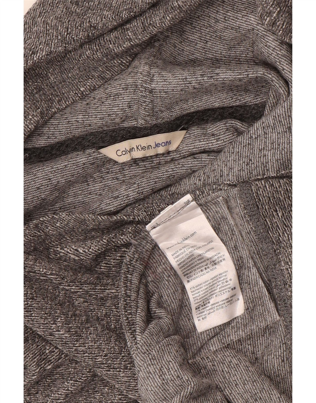 CALVIN KLEIN JEANS Dame hættetrøje Jumper UK 14 Mellemgrå Flecked Bomuld