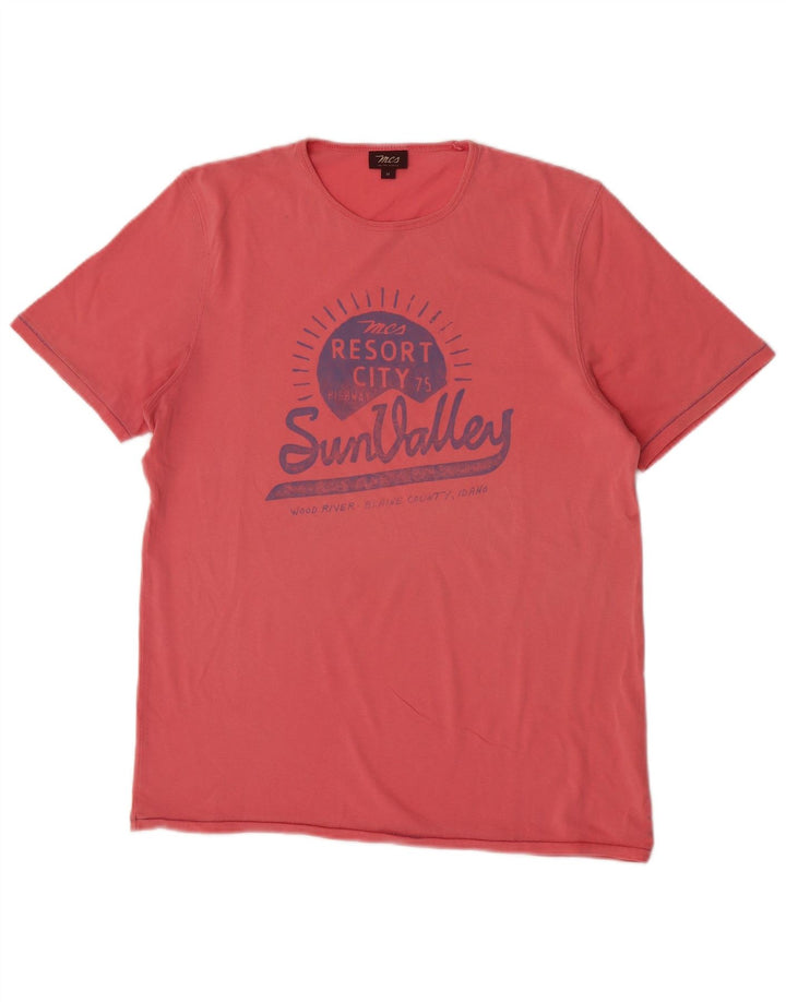 Marlboro Classics Herre grafisk T-shirt Top Medium Pink Bomuld