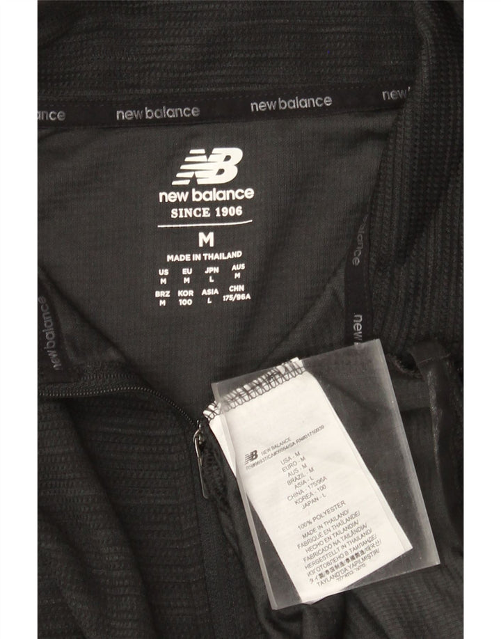 New Balance Herre Zip Neck Pullover Træningsdragt Top Medium Sort Polyester