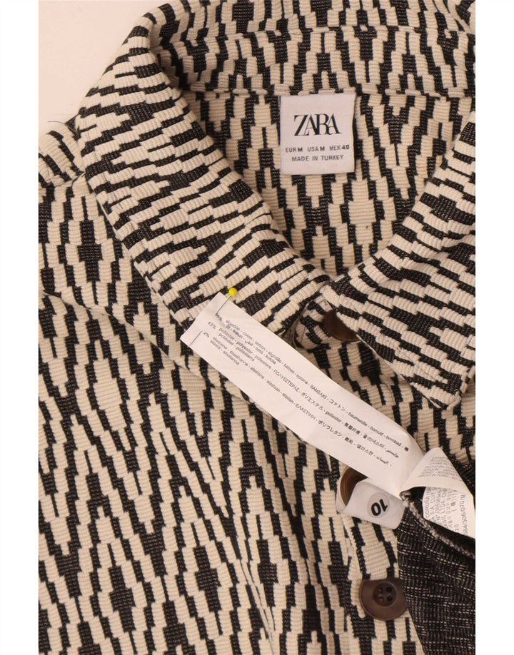 Zara Bomber Jacket UK 38 Medium Sort Geometrisk Bomuld