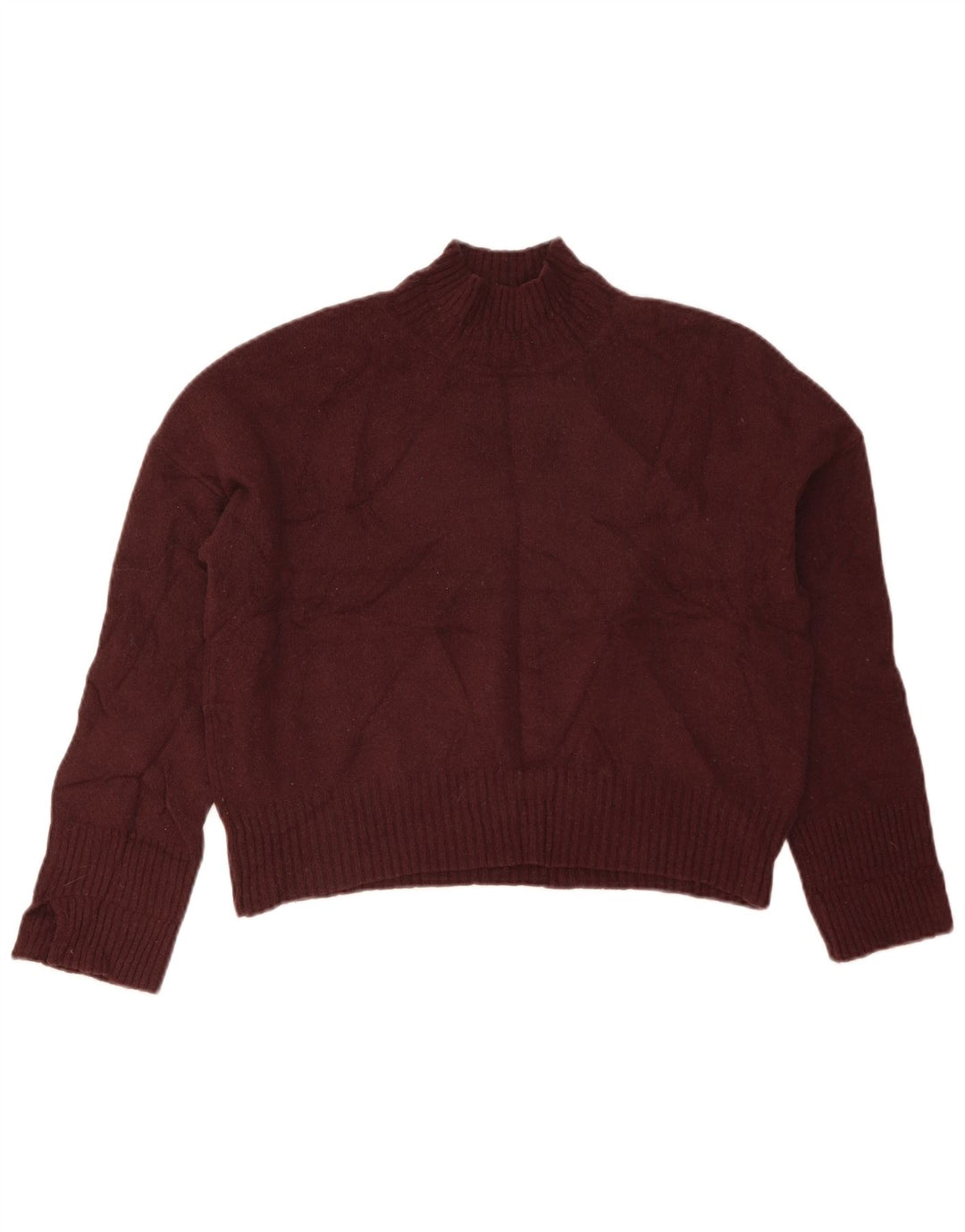 Whistles Womens Crop Turtle Neck Jumper Sweater UK 14 Medium Maroon Wool