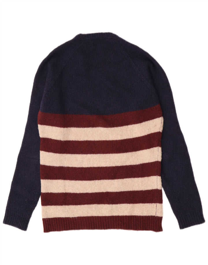 Woolrich Herre Crew Neck Jumper Sweater Medium Navyblå Stribet Uld