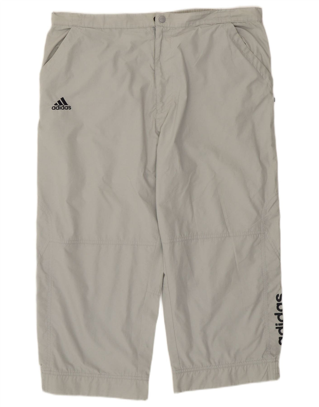 ADIDAS Mens Graphic Capri Trousers W40 L21 Grey Polyester