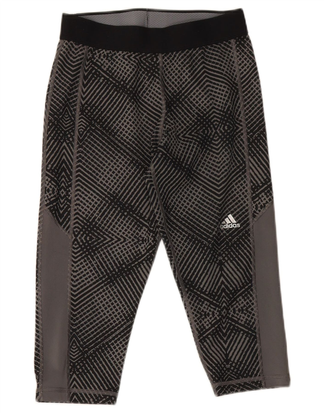 Adidas Dame Capri Leggings UK 8 Small Grå Geometrisk Polyester