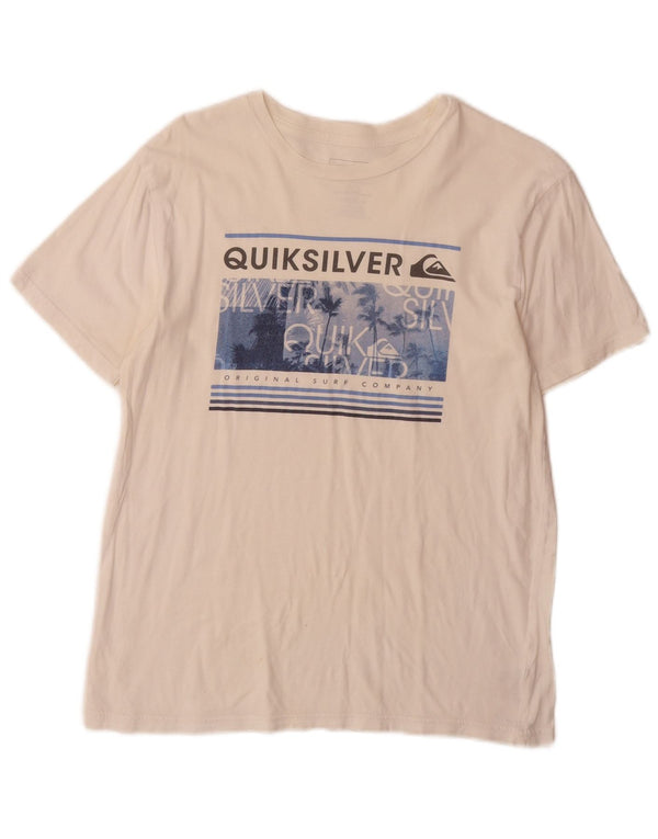Quiksilver Kvinder grafisk T-shirt Top UK 18 XL Hvid Bomuld