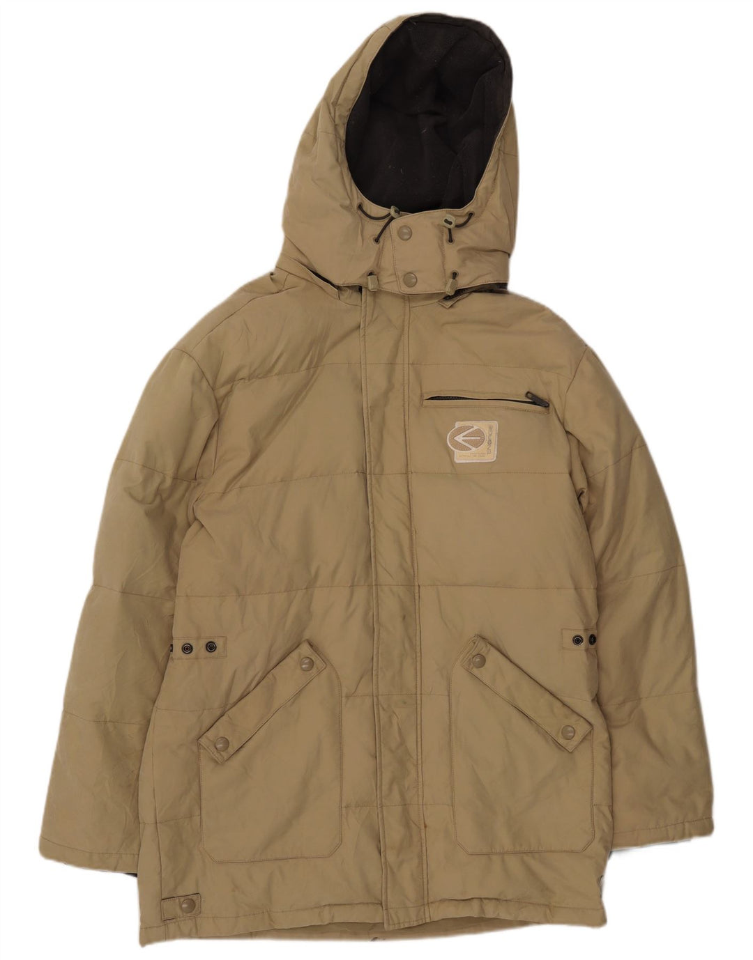 Energie Herre hættepolstret jakke UK 40 Stor Beige Nylon