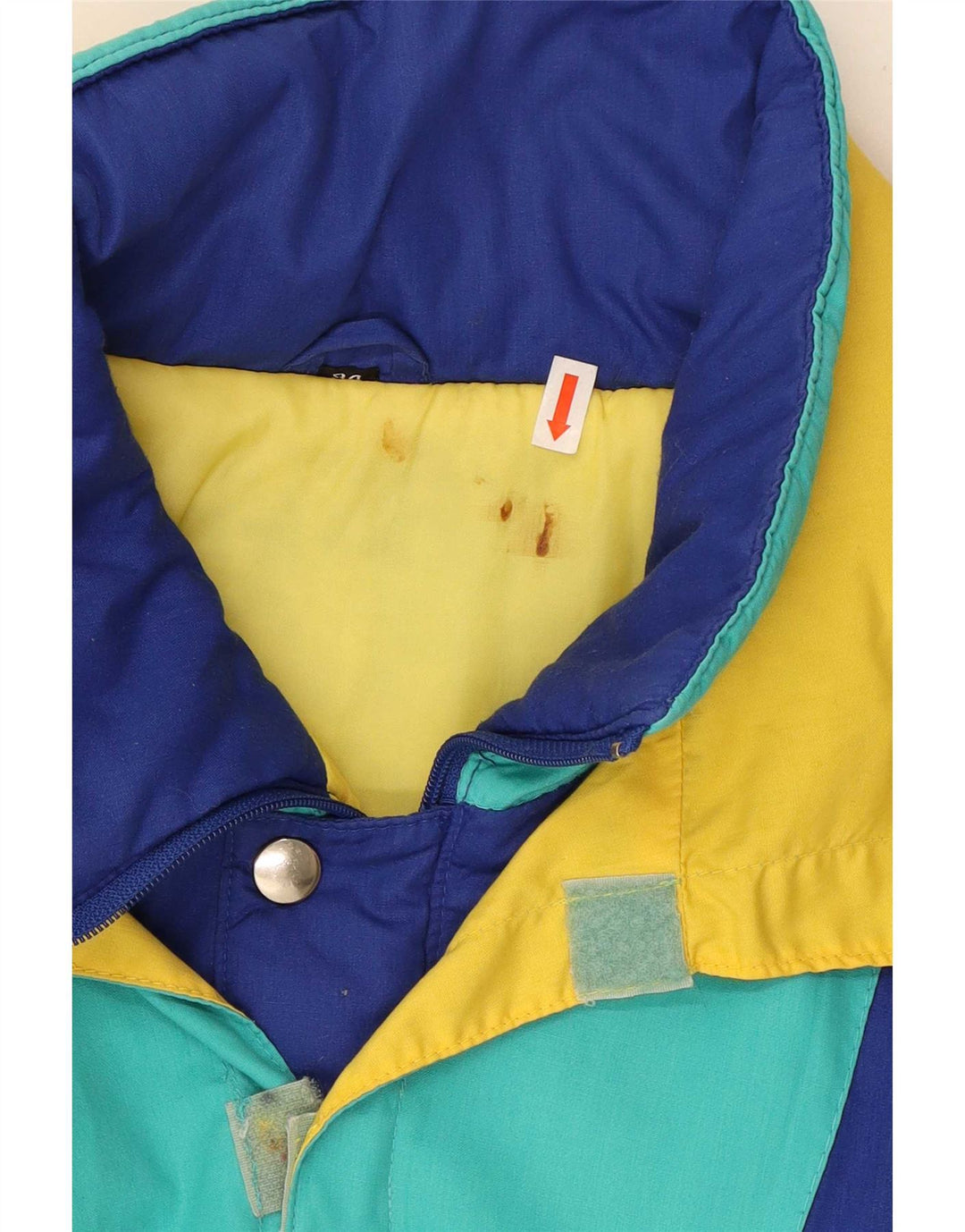 Vintage Skijakke med hætte til mænd UK 38 Medium Multicolored Colourblock