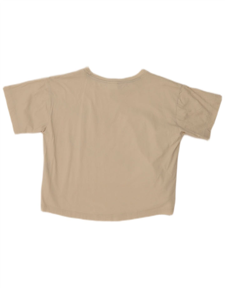CHAMPION Womens Crop Oversized grafisk T-shirt top UK 10 Small Beige