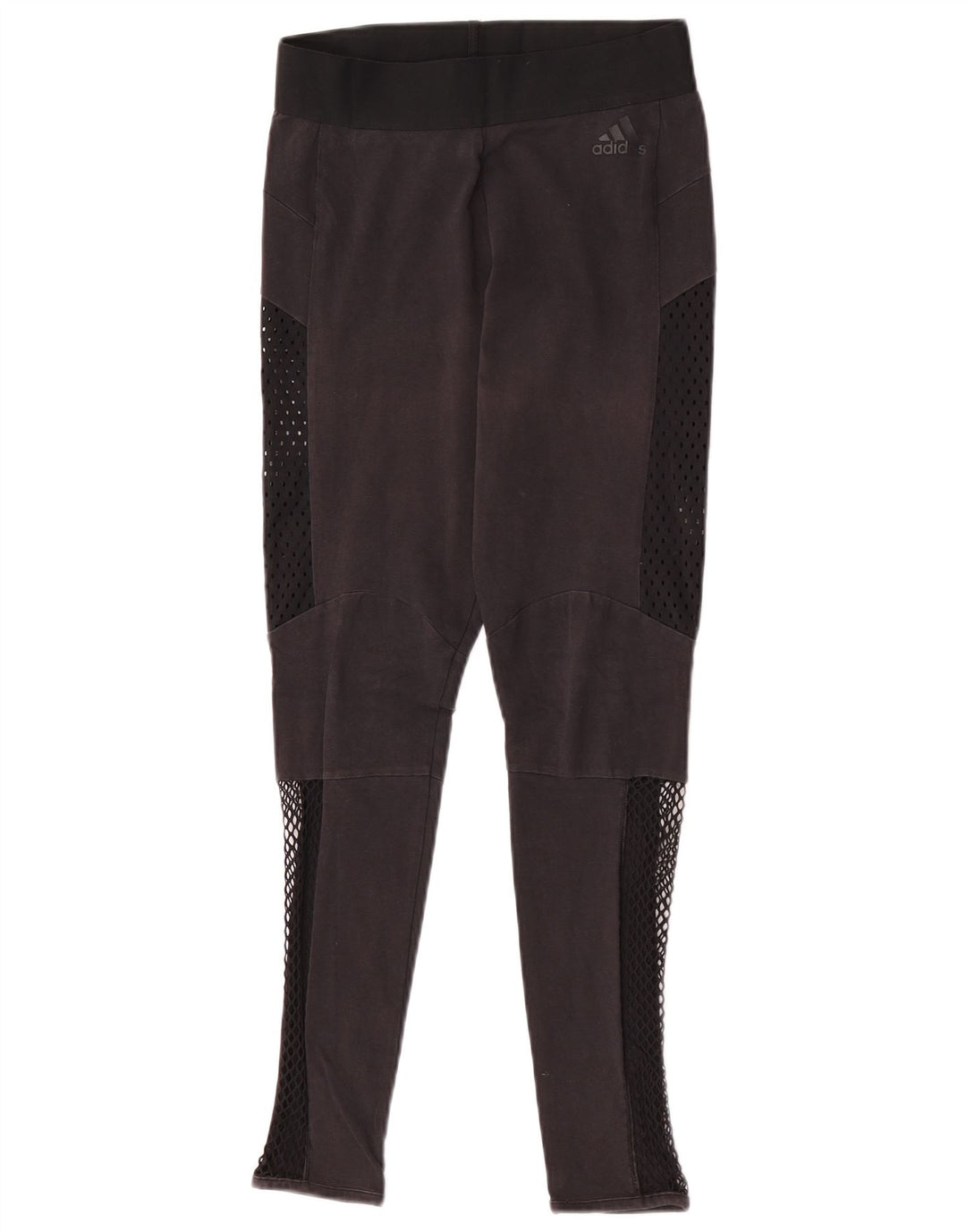 Adidas Womens Leggings UK 8 Small Black Colourblock Bomuld