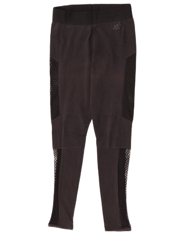 Adidas Womens Leggings UK 8 Small Black Colourblock Bomuld