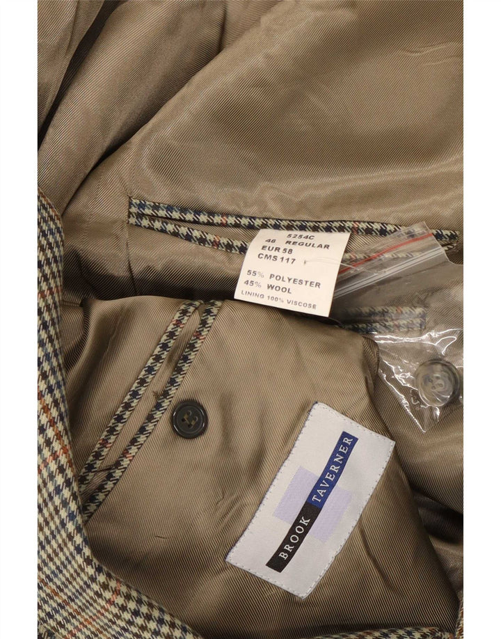 BROOK TAVERNER Herre 2-knaps blazerjakke UK 46 3XL Grå Houndstooth