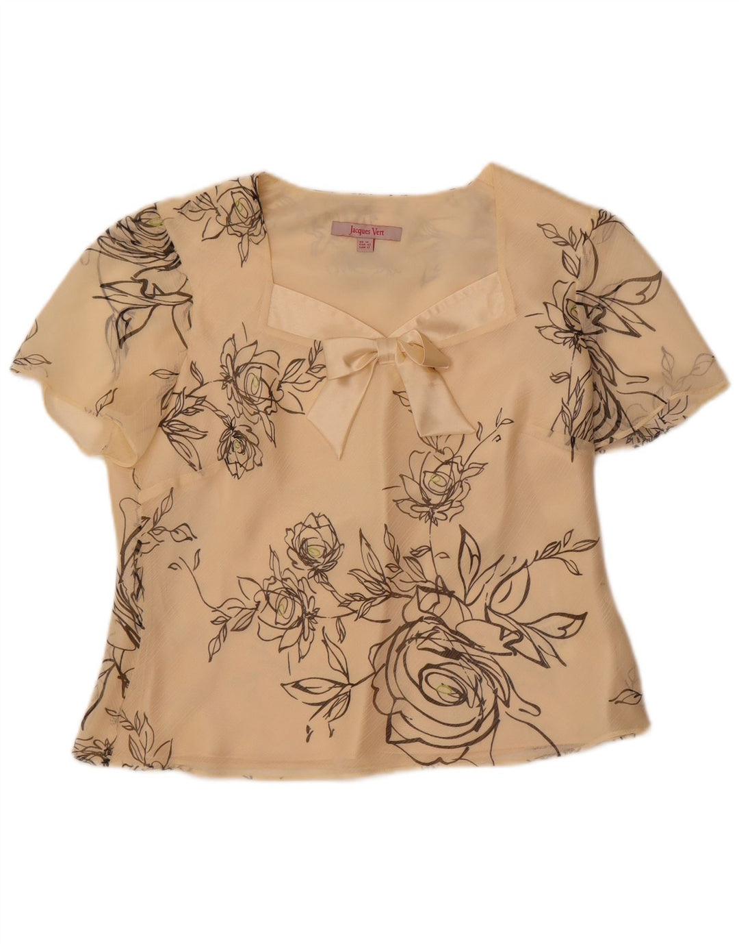 Jacques Vert Damebluse Top UK 14 Large Off White Floral Polyester