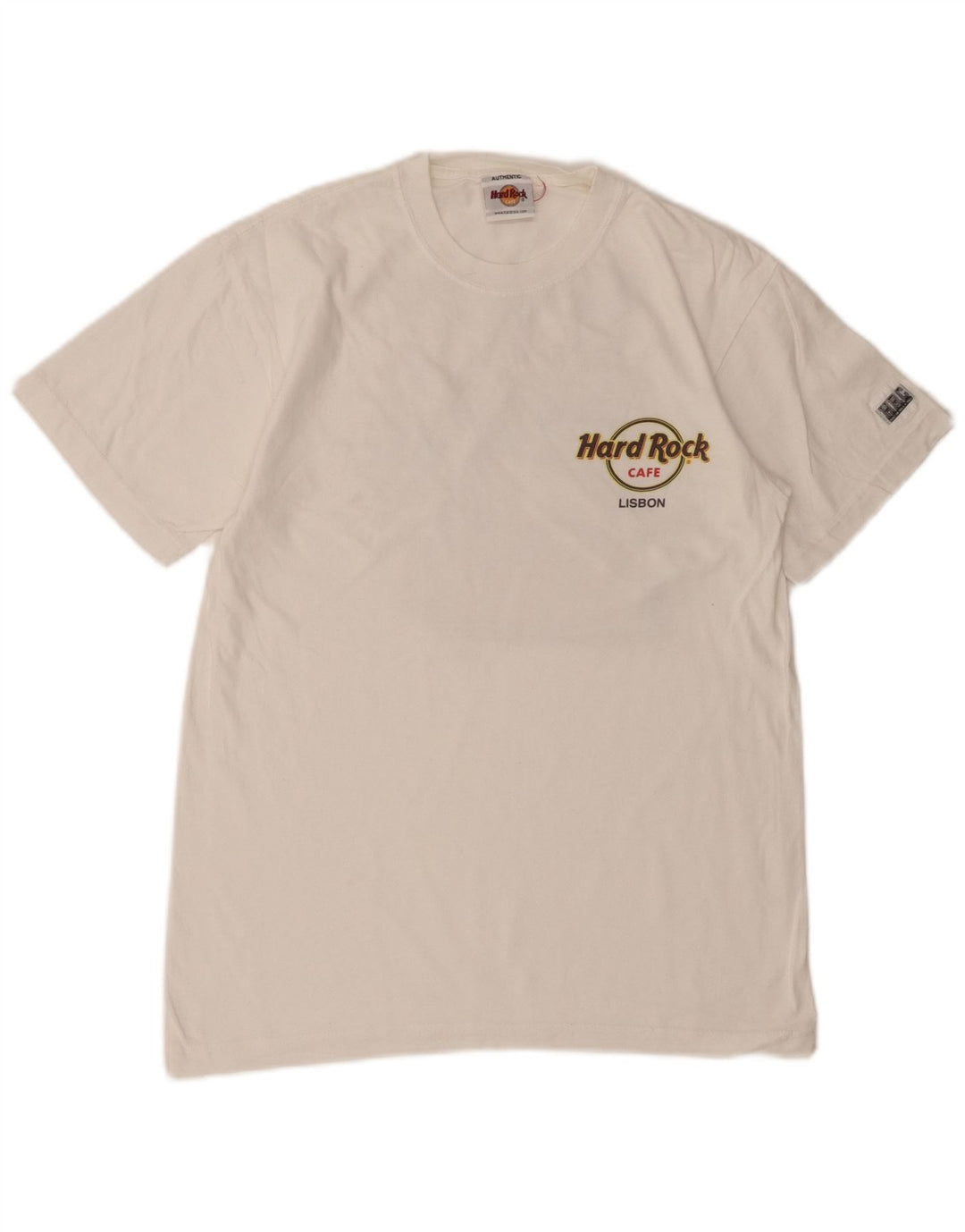 HARD ROCK CAFE Mens Lisbon Graphic T-Shirt Top Medium White Cotton