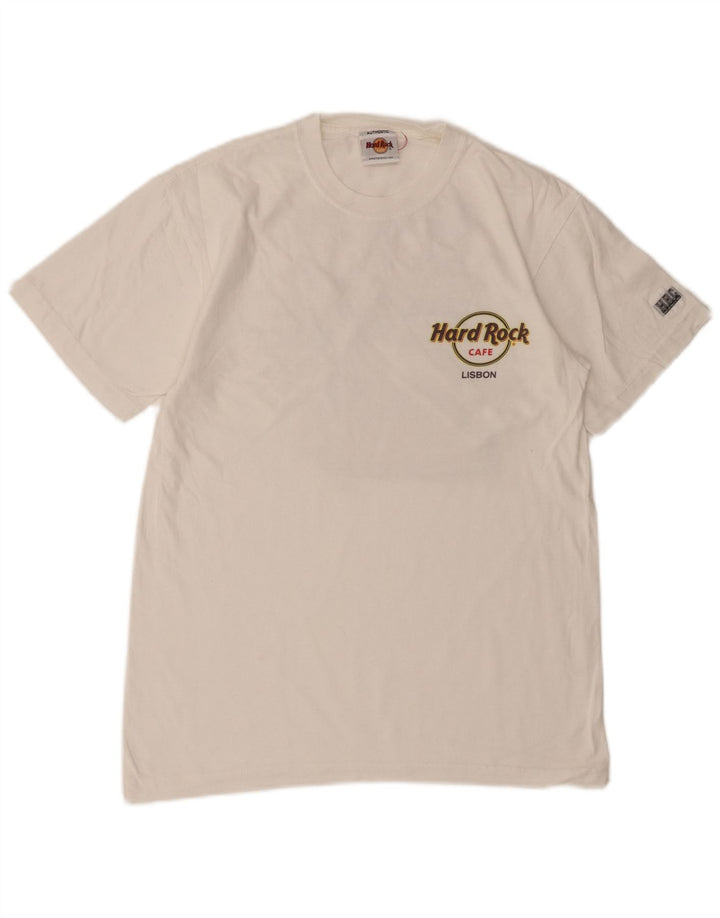 HARD ROCK CAFE Mens Lisbon Graphic T-Shirt Top Medium White Cotton