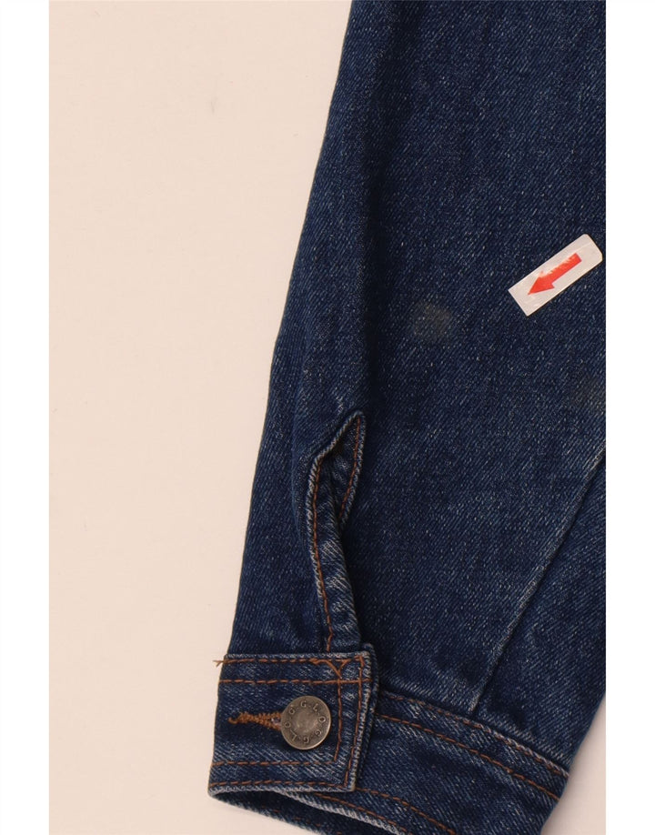 Vintage Dame Crop Denim Jacket UK 14 Medium Blue Cotton