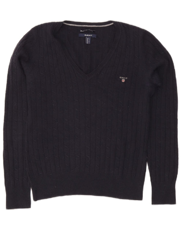 Gant Dame V-hals sweater UK 14 Stor marineblå uld