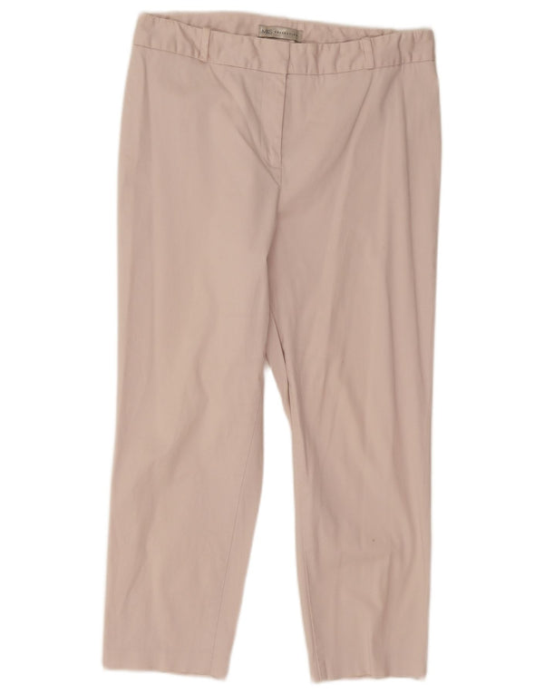 Marks & Spencer Womens Straight Cropped Trousers UK 12 Medium W30 L23 Beige