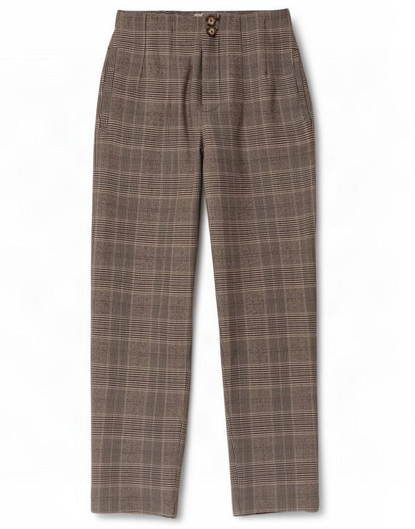 Zara Girls Tapered Chino Trousers 13-14 Years W26 L25 Grey Plaid Polyester