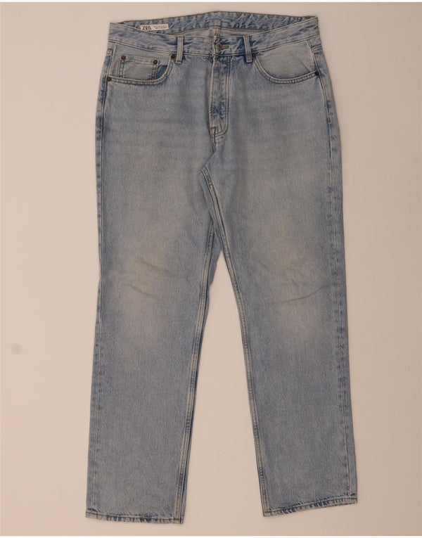 ZARA Straight Jeans til mænd EU 34 Large W34 L31 Blå Bomuld