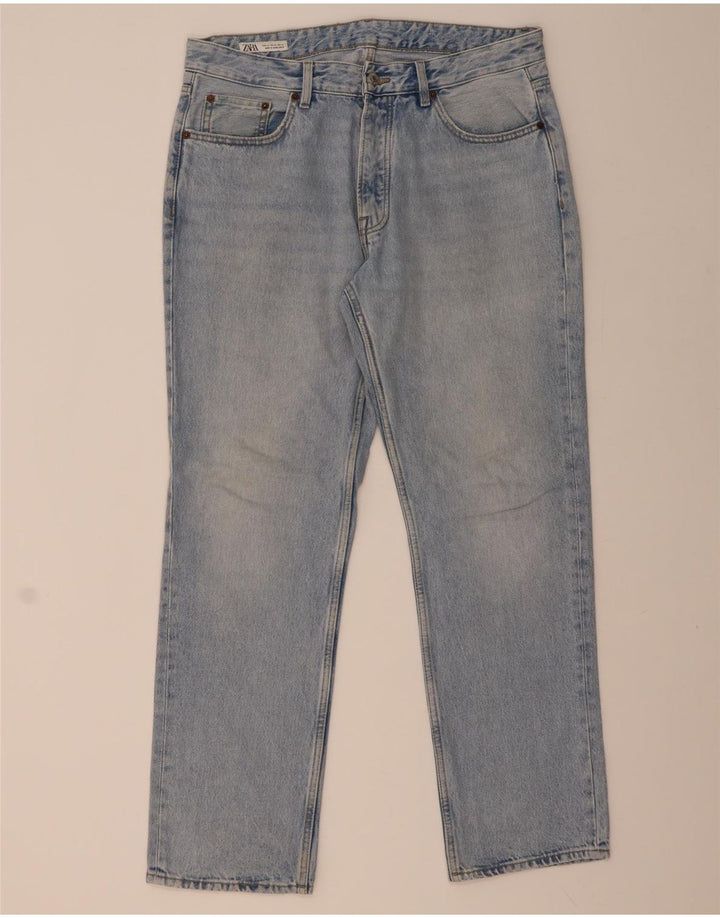 ZARA Straight Jeans til mænd EU 34 Large W34 L31 Blå Bomuld
