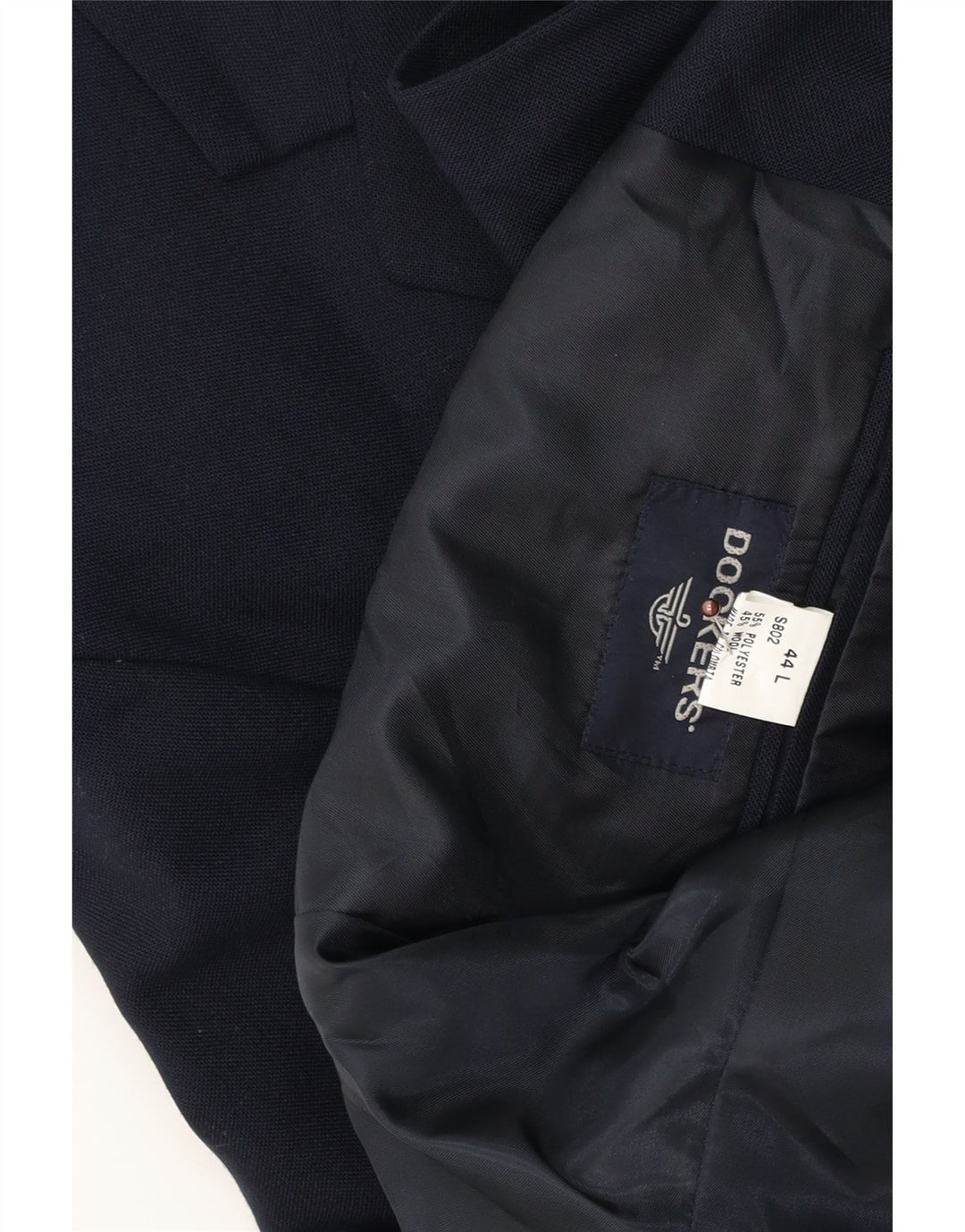 Dockers Herre Longline 2 Button Blazer Jacket UK 44 2XL Navy Blue Wool