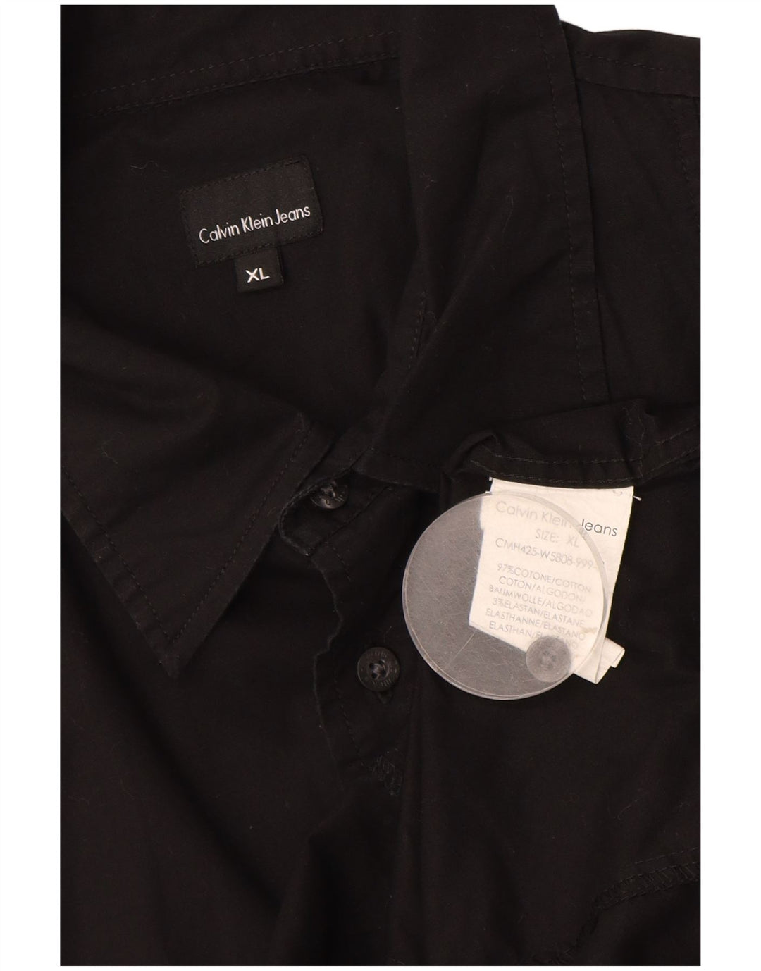 CALVIN KLEIN JEANS Kortærmet skjorte herre XL Sort bomuld