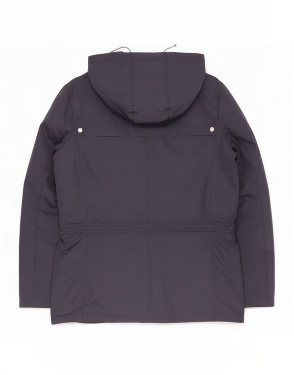 Zara Dame Hooded Parka Jacket UK 14 Medium Navy Blue Nylon