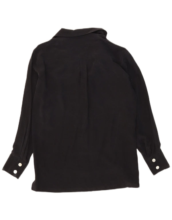Spazio Womens Oversized Shirt Bluse UK 10 Small Black Silk