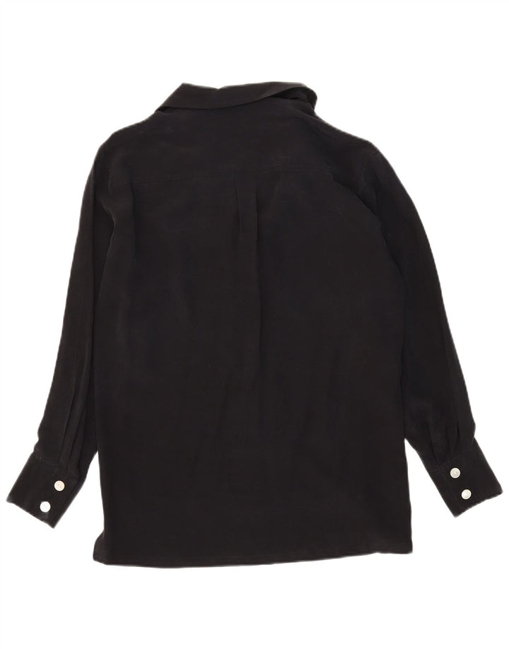 Spazio Womens Oversized Shirt Bluse UK 10 Small Black Silk