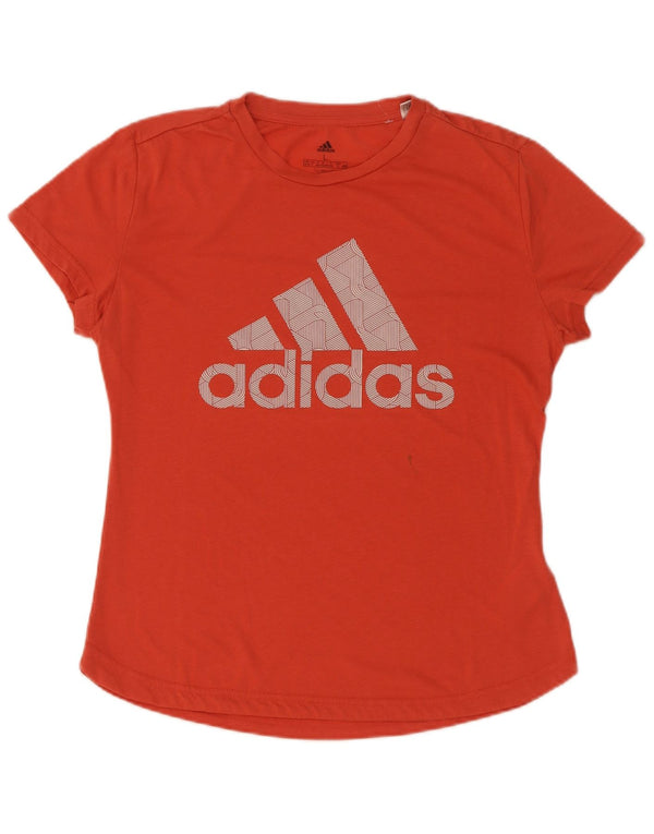Adidas Dame Climalite Grafisk T-Shirt Top UK 16/18 Stor Orange Polyester