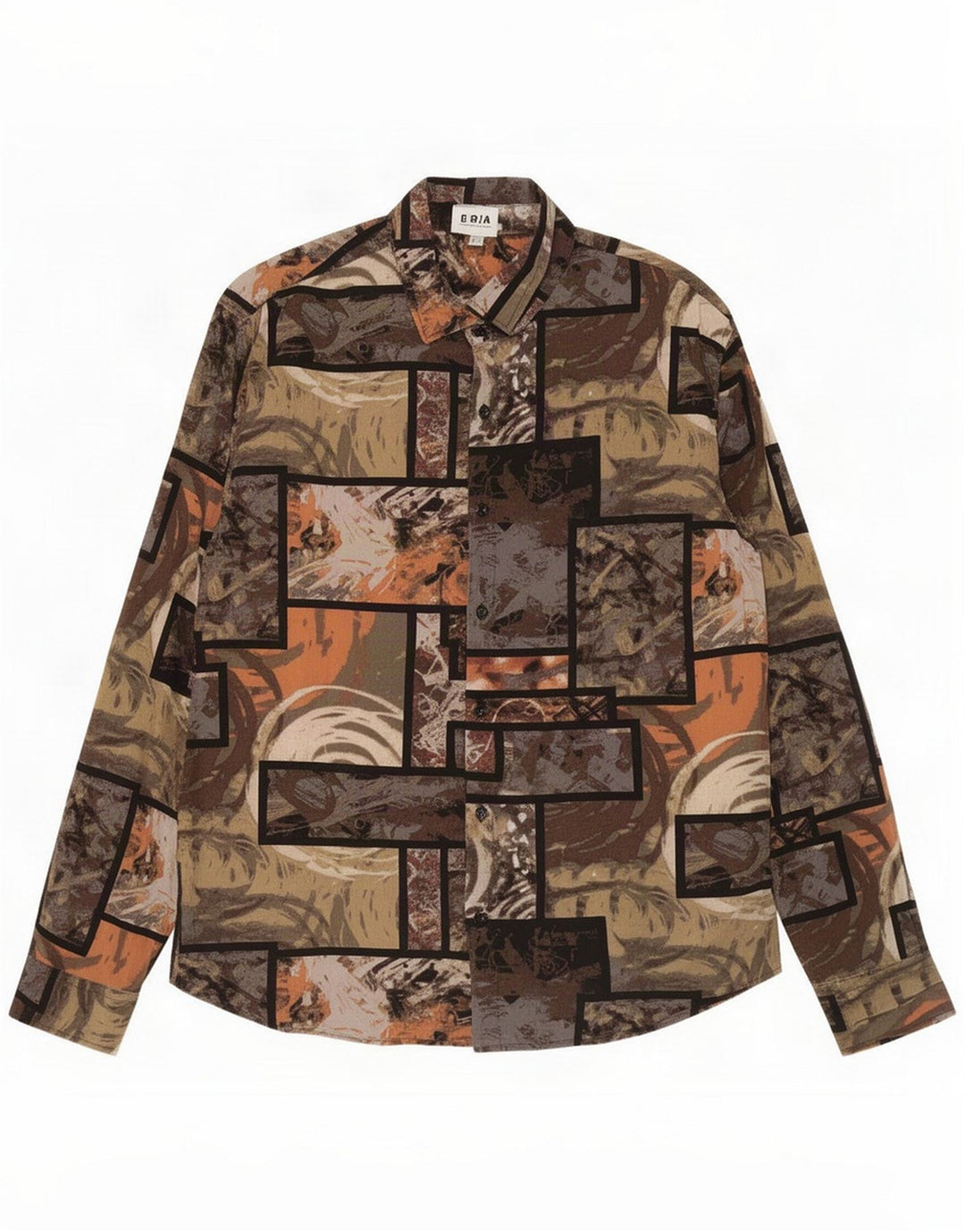 Vintage herreskjorte Stor flerfarvet patchwork bomuld