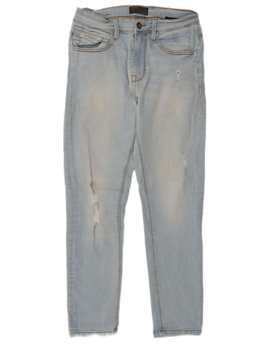 Zara Herre Distressed Slim Jeans EU 38 Small W30 L27 Blue Cotton