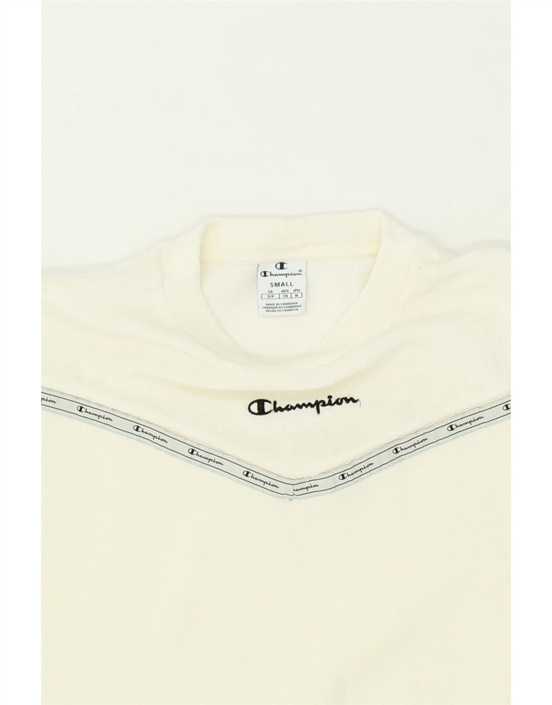 CHAMPION Womens Graphic Sweatshirt Jumper UK 10 Small Off White Cotton Vintage Champion and Second-Hand Champion from Messina Hembry 