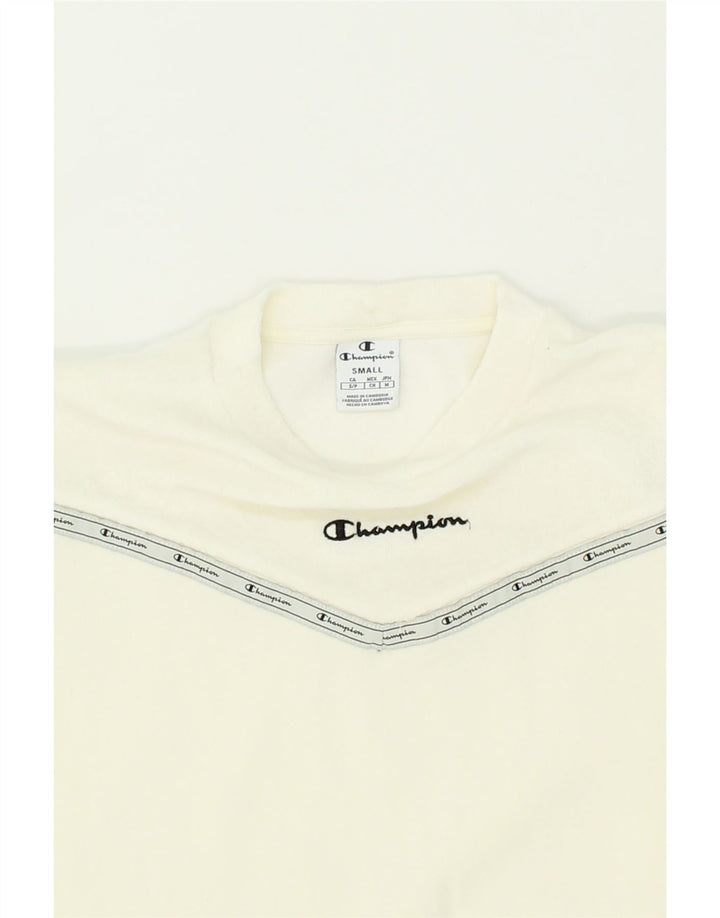CHAMPION Womens Graphic Sweatshirt Jumper UK 10 Small Off White Cotton Vintage Champion and Second-Hand Champion from Messina Hembry 