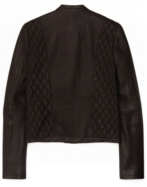 Zara Womens Biker Jacket UK 10 Small Black Læder